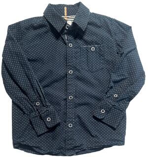 Cactus Boys 4T Navy Polka Dot Button Up Shirt Long Sleeve Cotton Blend Toddler